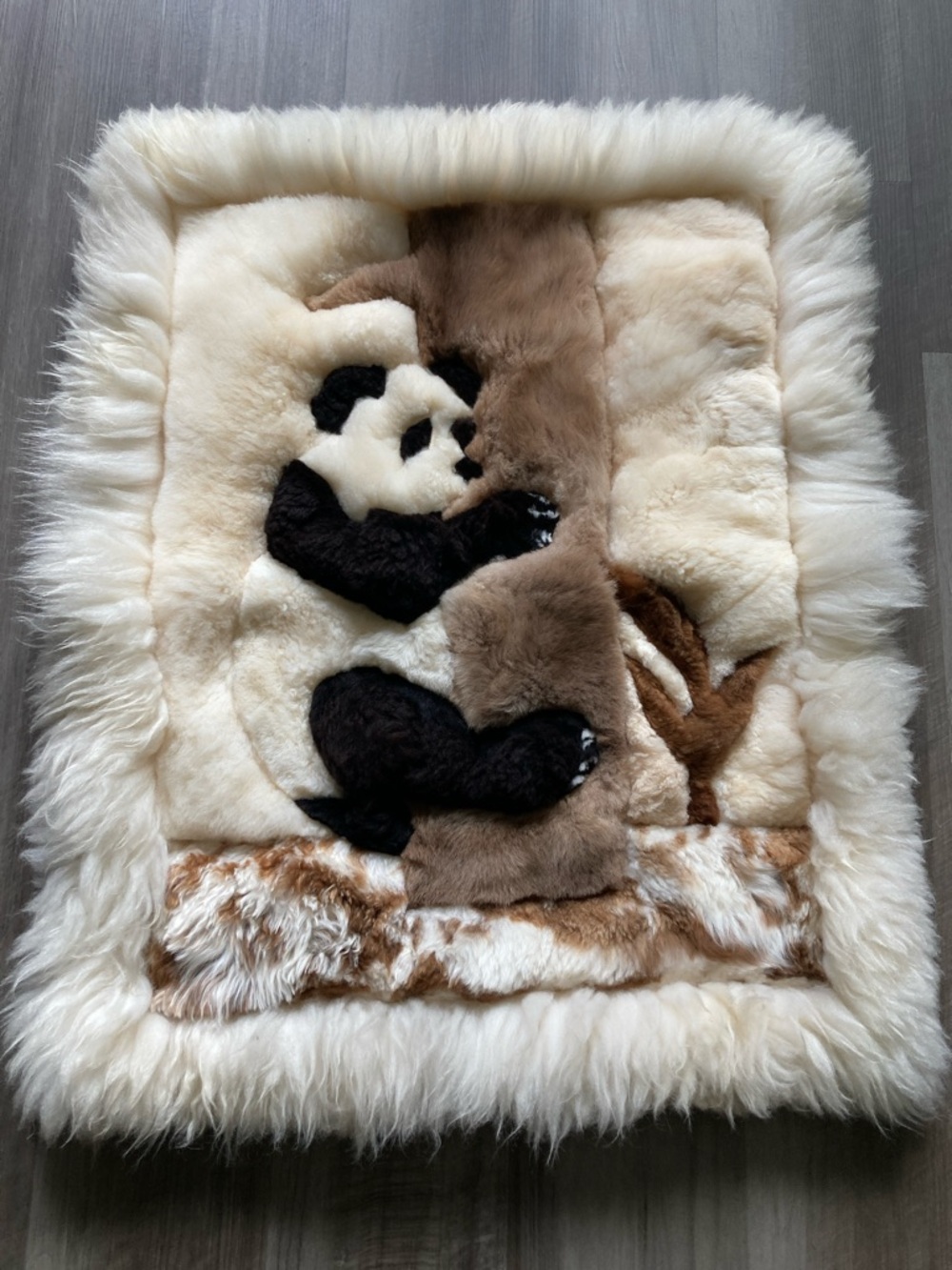 Peruvian handmade alpaca fur rug Wall Hanging Panda Peru Throw Decor Rustic